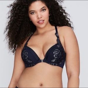 Navy/Silver Lane Bryant Cacique plunge boost bra